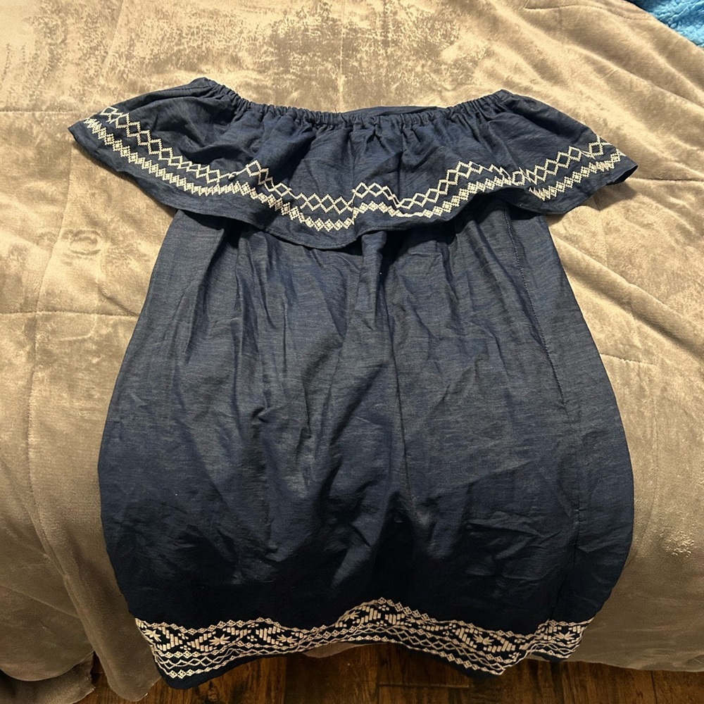 Navy Blue Off-Shoulder Dress
